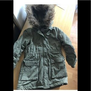 vince Girl's Utility Parka JacketOlive Green S6GUC